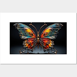 Glassmorphism Style Colorful Butterfly Posters and Art